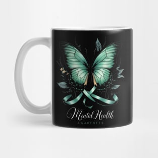 Womens Mental Health Awareness Butterflies Green Ribbon Girl Mug